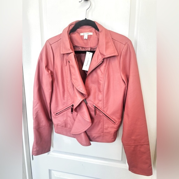 Francesca’s Pink Faux Leather Moto Jacket - Picture 5 of 8